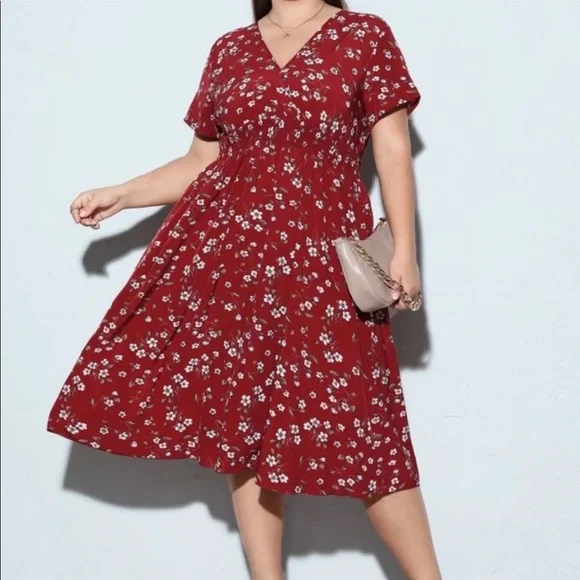 Boho Plus Size Floral Print A Line Dress - Picture 11 of 14